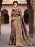 Wine Woven Design Art Silk Kanjivaram Saree