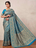 Blue Woven Design Art Silk Kanjivaram Saree