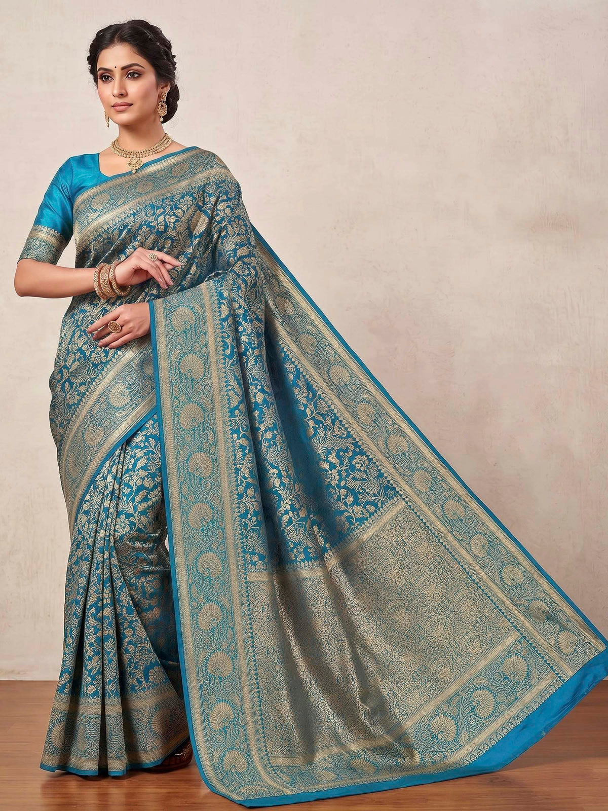 Blue Woven Design Art Silk Kanjivaram Saree