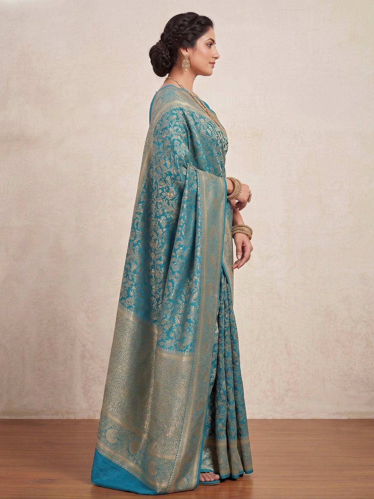 Blue Woven Design Art Silk Kanjivaram Saree