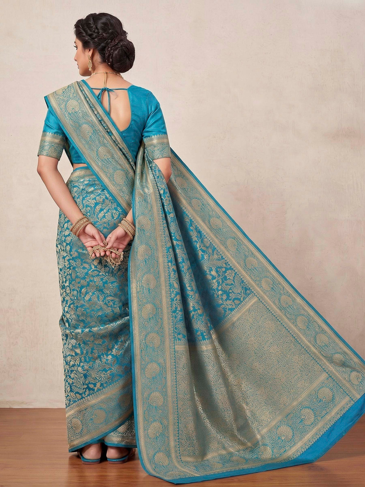 Blue Woven Design Art Silk Kanjivaram Saree