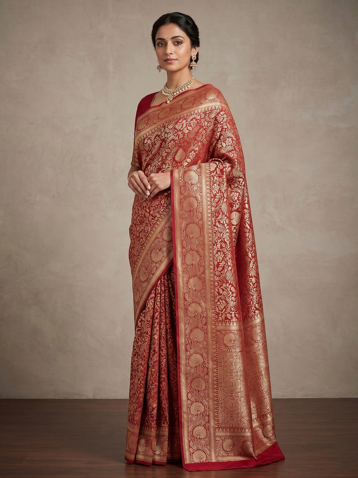 Maroon Woven Design Art Silk Kanjivaram Saree