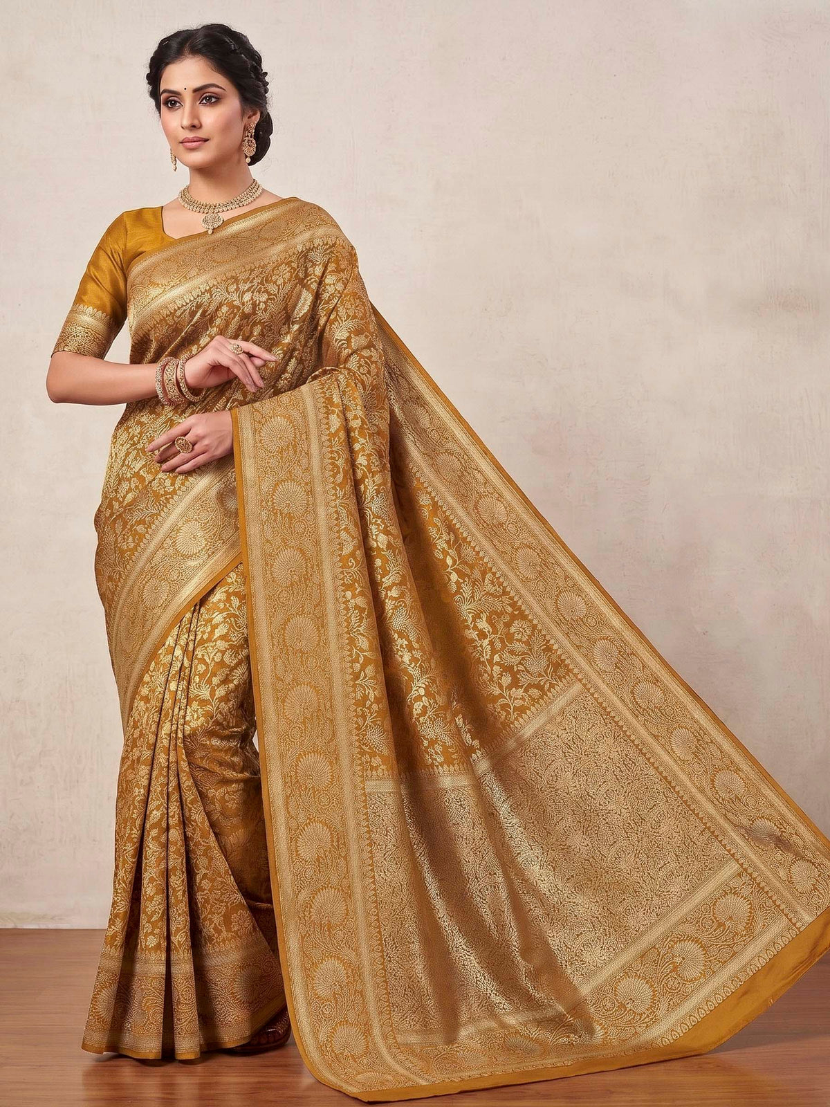 Yellow Woven Design Art Silk Kanjivaram Saree