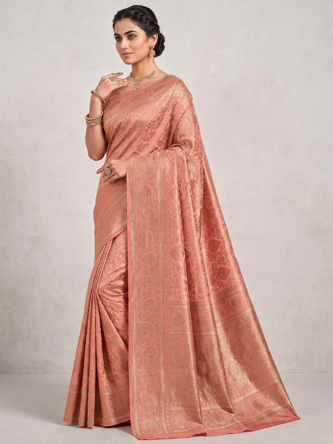 Orange Woven Design Art Silk Kanjivaram Saree