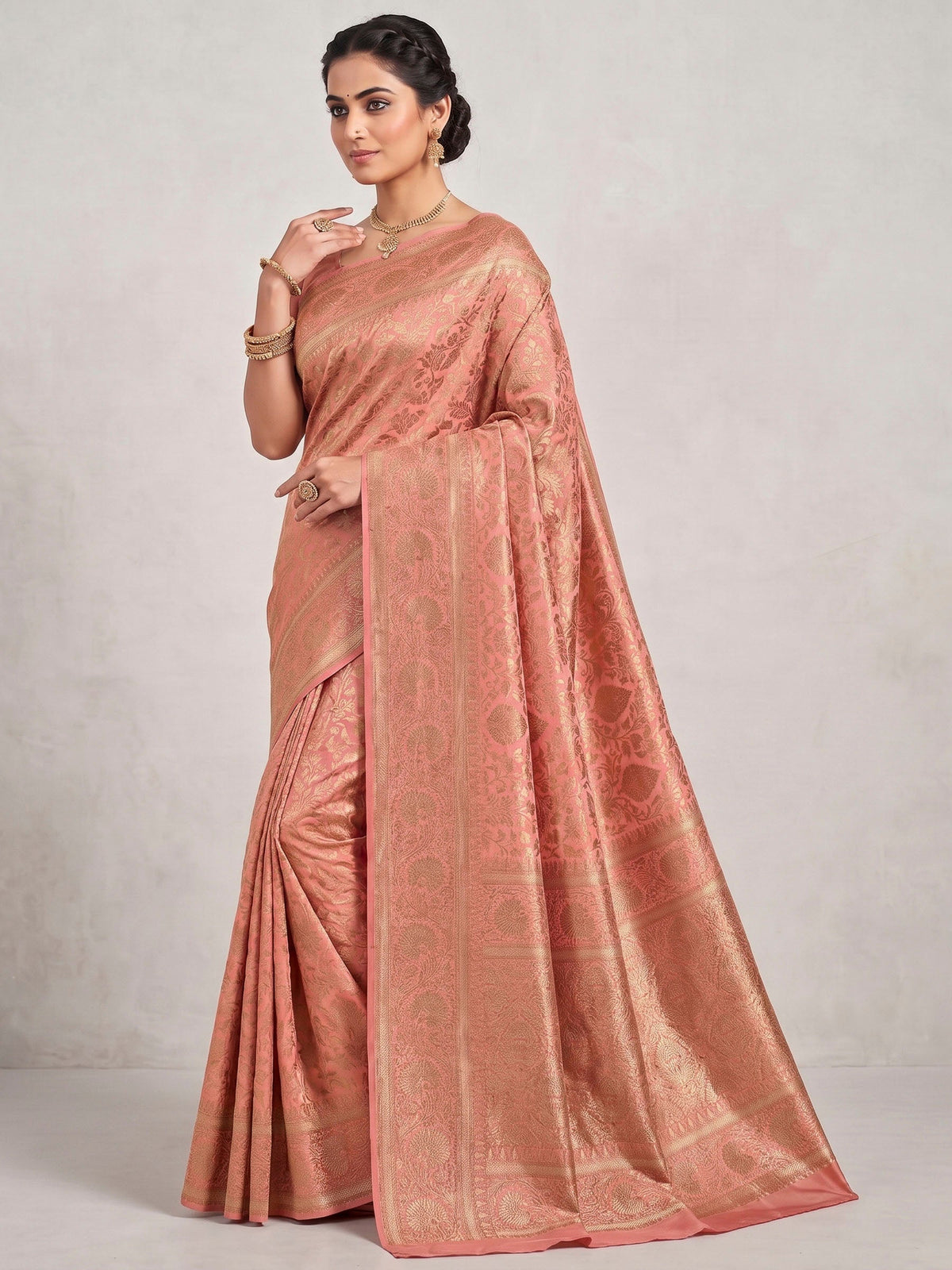 Orange Woven Design Art Silk Kanjivaram Saree