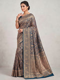 Dark Blue Woven Design Art Silk Kanjivaram Saree