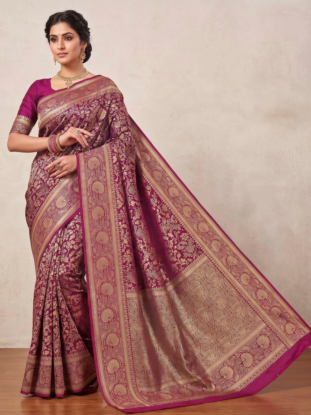 Pink Woven Design Art Silk Kanjivaram Saree