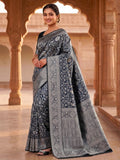 Black Woven Design Art Silk Kanjivaram Saree