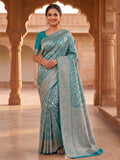 Blue Woven Design Art Silk Kanjivaram Saree