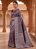 Wine Woven Design Art Silk Kanjivaram Saree