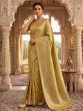 Olive Green Woven Design Art Silk Kanjivaram Saree