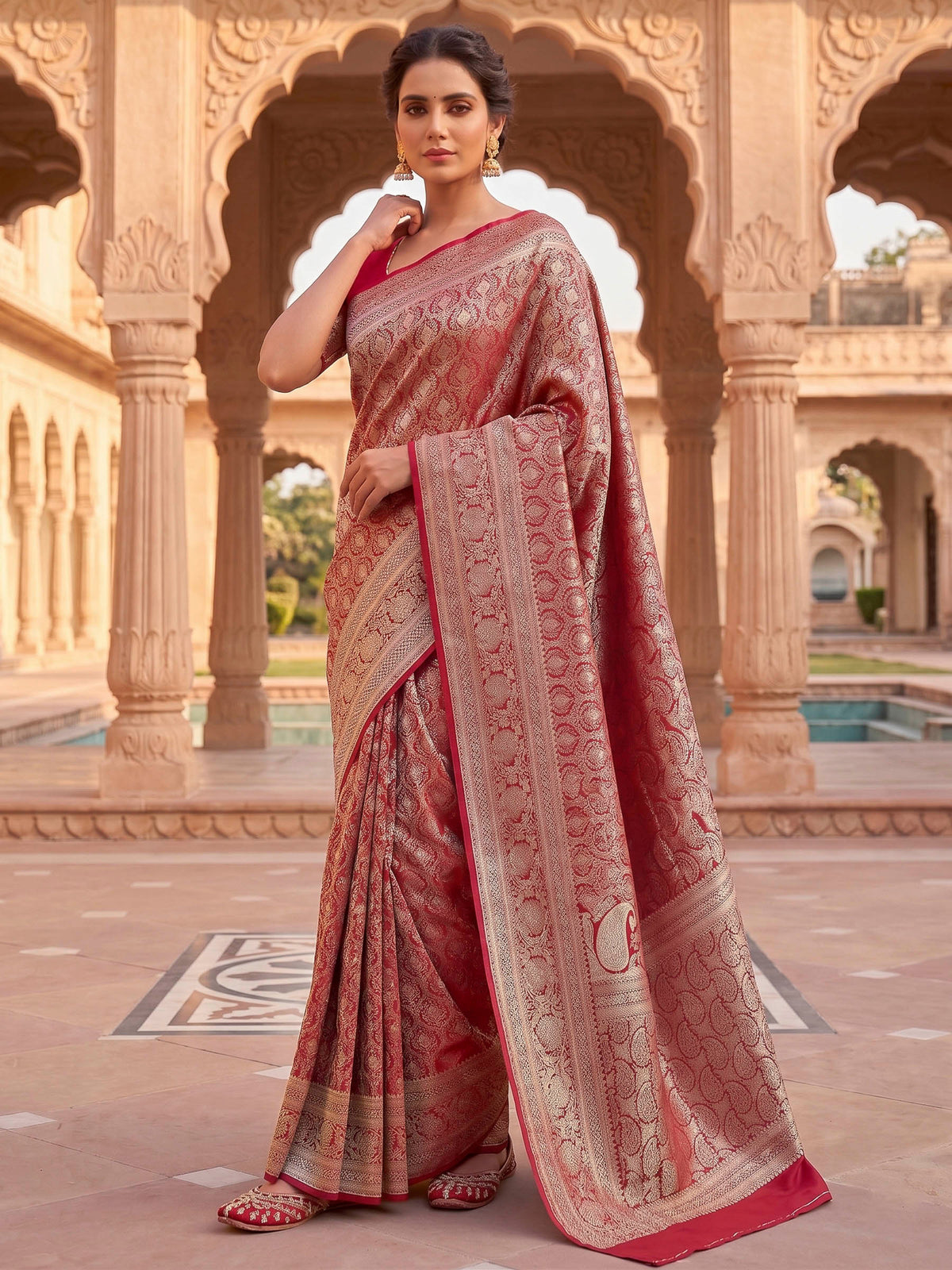 Red Woven Design Art Silk Kanjivaram Saree