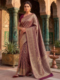 Wine Woven Design Art Silk Kanjivaram Saree