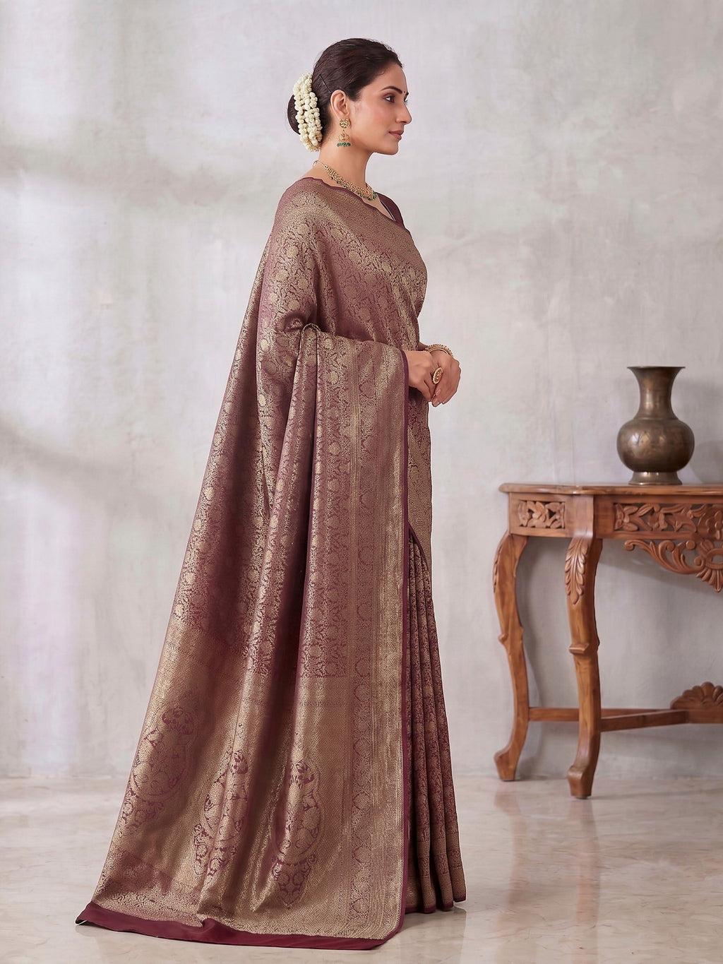 Maroon Woven Design Art Silk Kanjivaram Saree