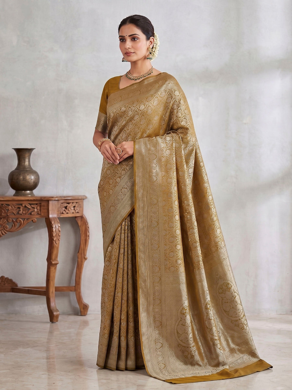 Yellow Woven Design Art Silk Kanjivaram Saree
