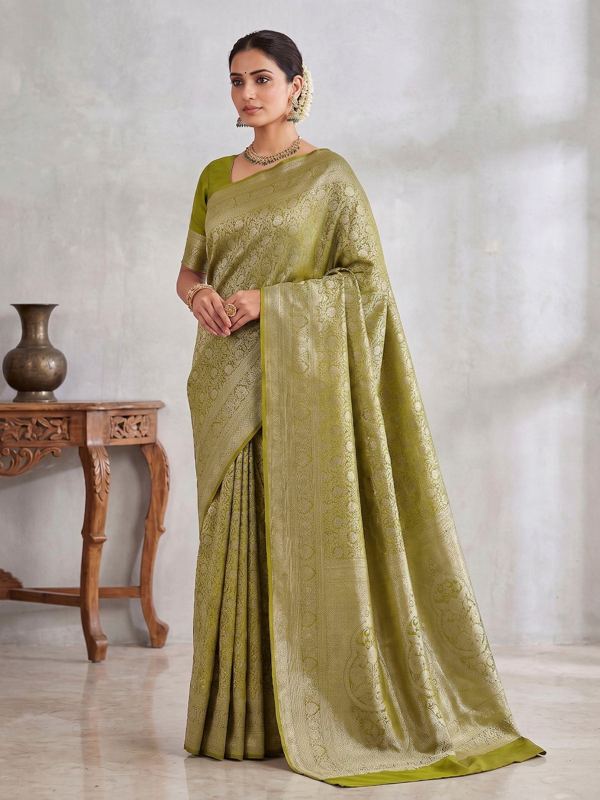 Light Green Woven Design Art Silk Kanjivaram Saree