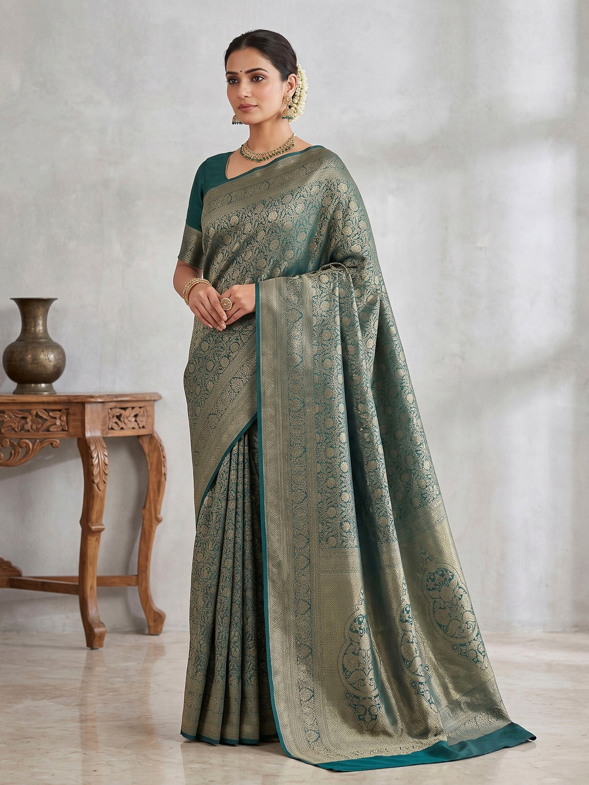 Light Green Woven Design Art Silk Kanjivaram Saree