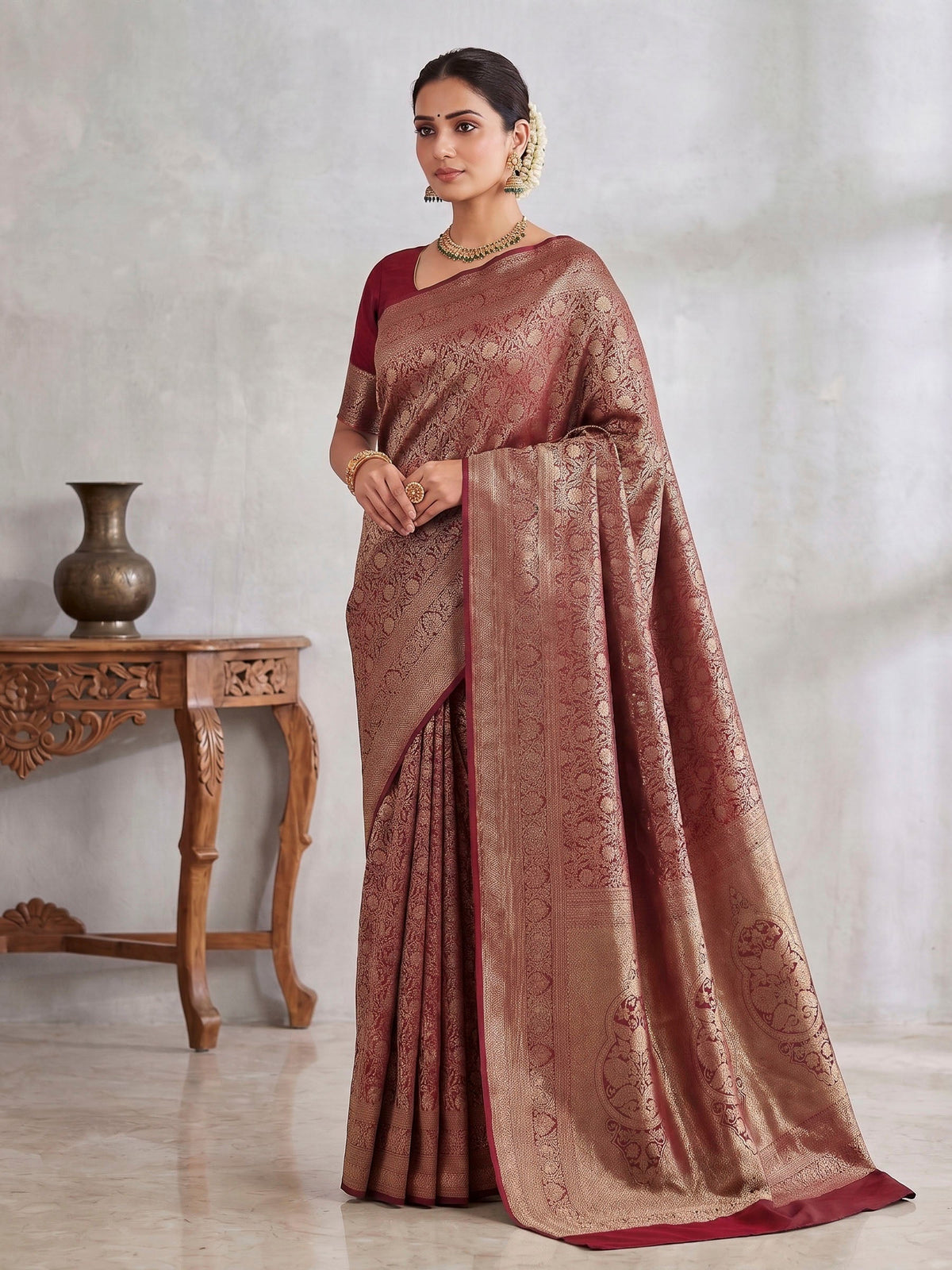 Red Woven Design Art Silk Kanjivaram Saree