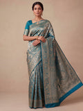Dark Blue Woven Design Art Silk Kanjivaram Saree