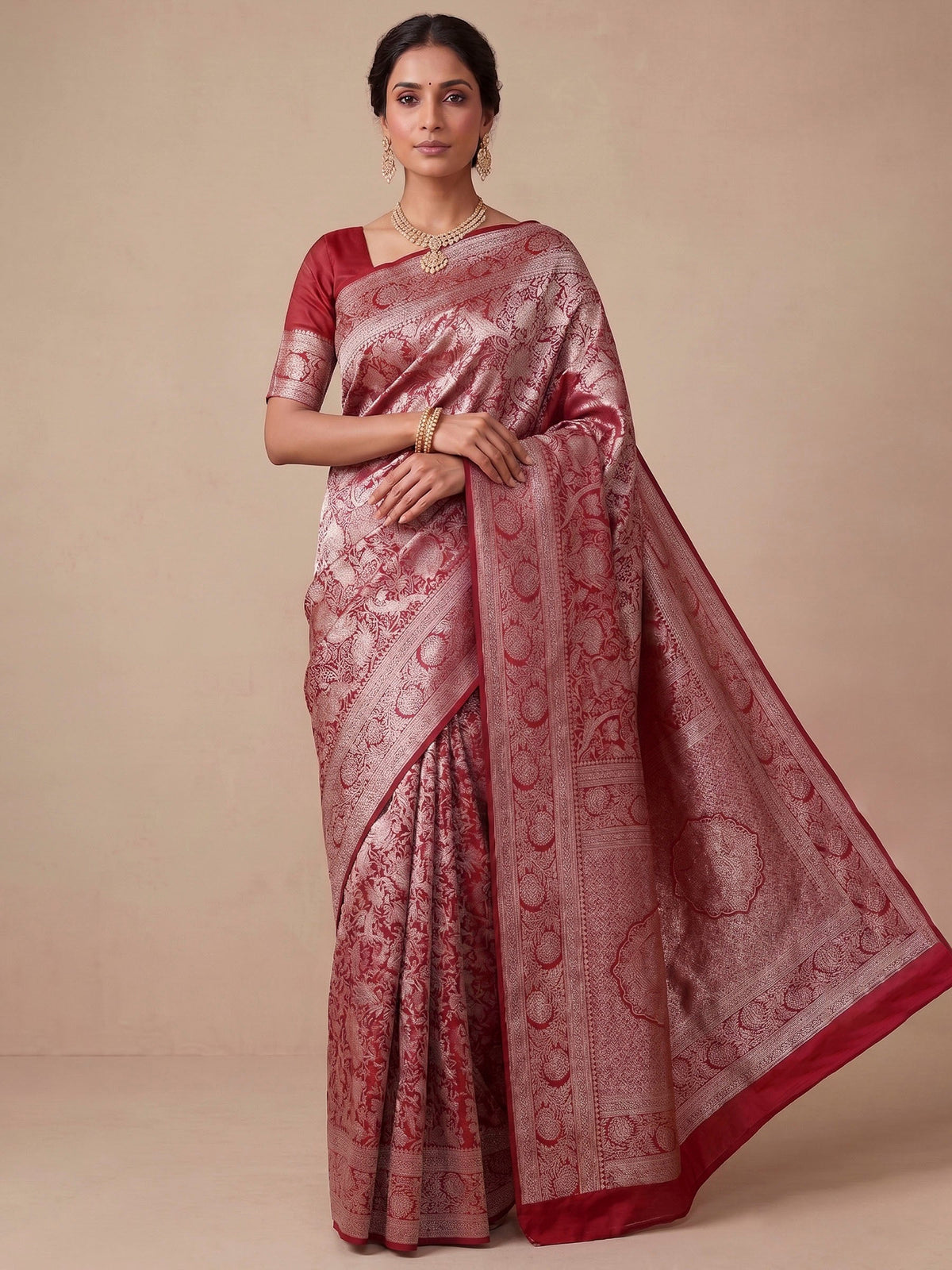 Red Woven Design Art Silk Kanjivaram Saree