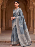 Grey Woven Design Art Silk Kanjivaram Saree