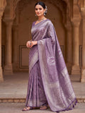 Lavender Woven Design Art Silk Kanjivaram Saree