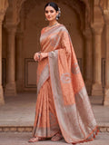 Peach Woven Design Art Silk Kanjivaram Saree