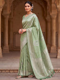 Pista Green Woven Design Art Silk Kanjivaram Saree