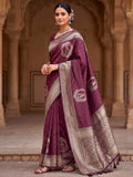 Wine Woven Design Art Silk Kanjivaram Saree