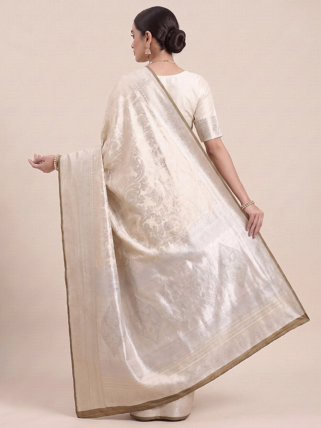 Off White Woven Design Art Silk Kanjivaram Saree
