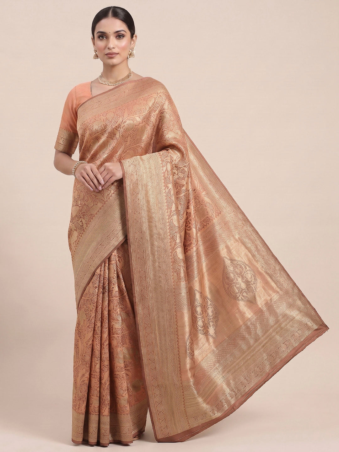 Orange Woven Design Art Silk Kanjivaram Saree