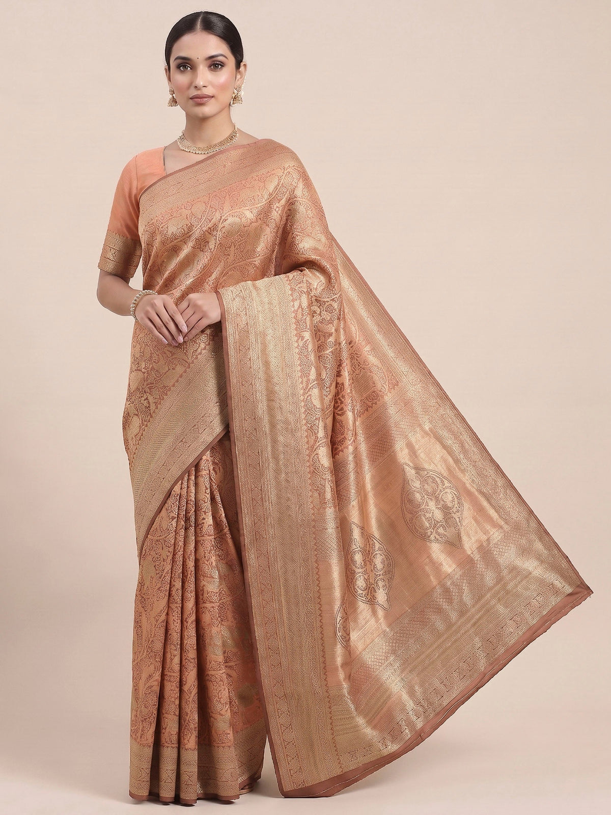 Orange Woven Design Art Silk Kanjivaram Saree
