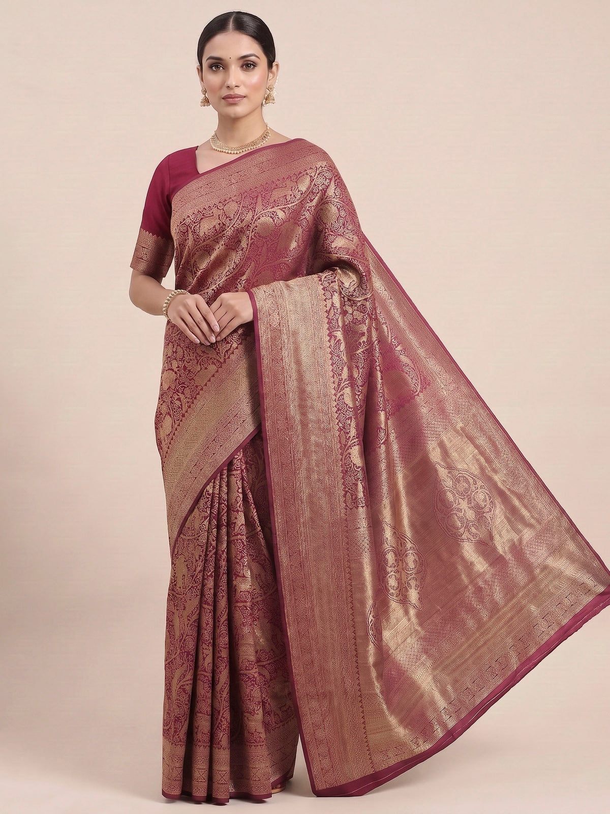 Pink Woven Design Art Silk Kanjivaram Saree