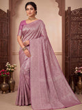 Pink Lavender Woven Design Art Silk Kanjivaram Saree