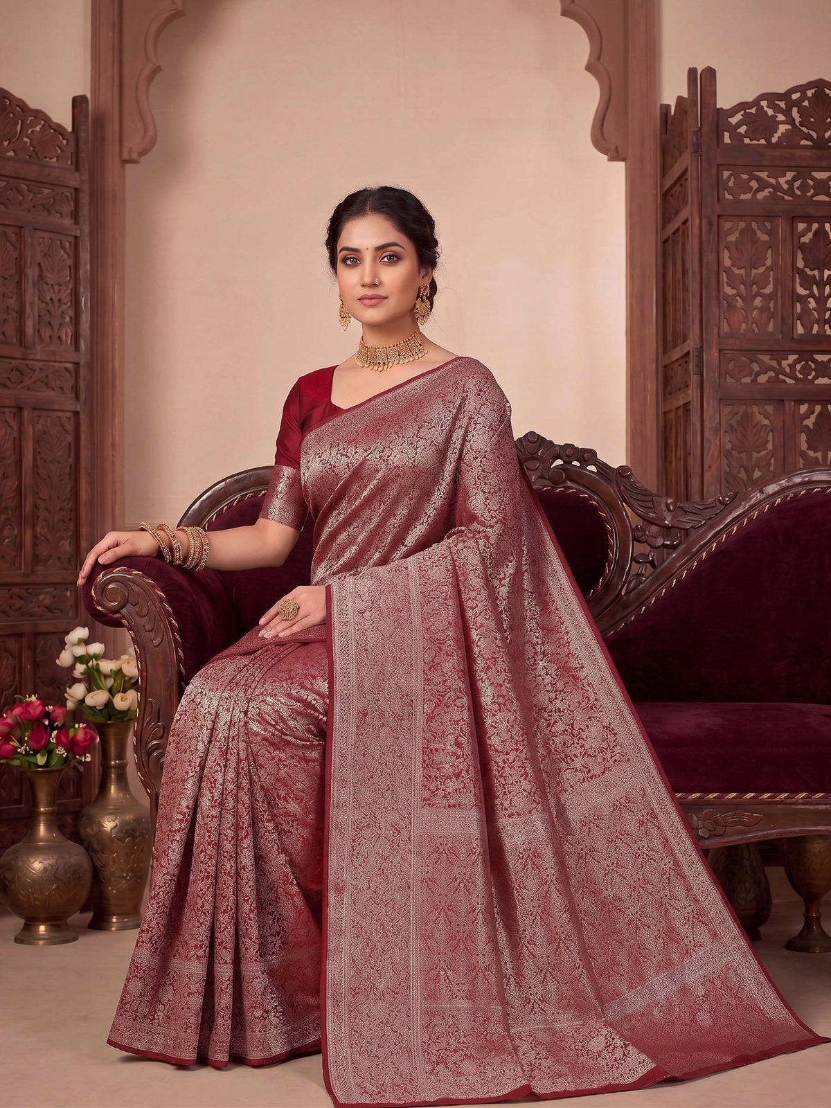 Red Woven Design Art Silk Kanjivaram Saree