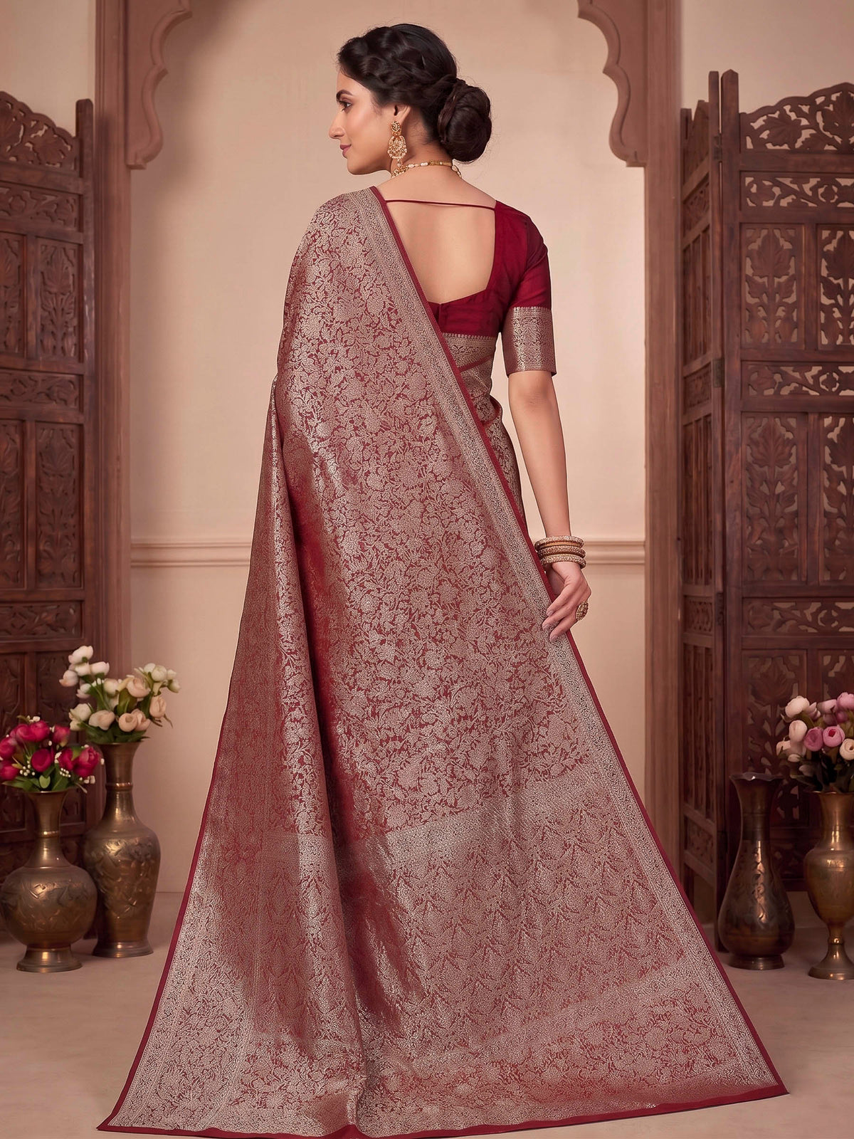 Red Woven Design Art Silk Kanjivaram Saree