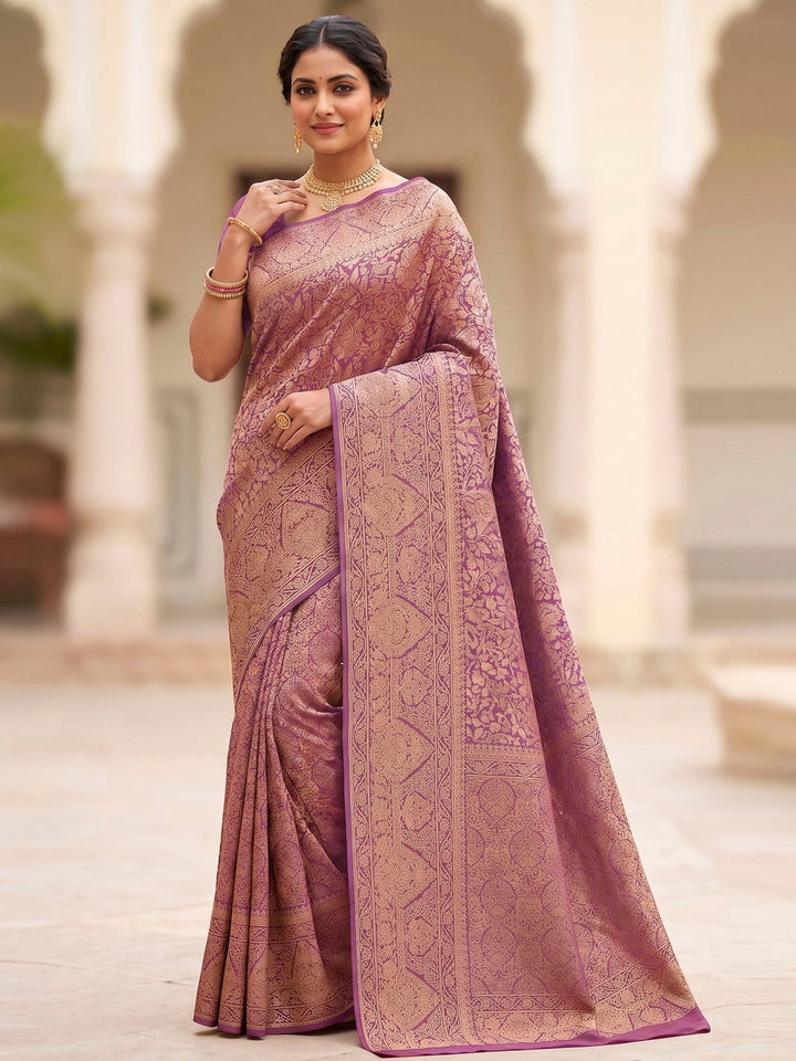 Lavender Woven Design Art Silk Kanjivaram Saree
