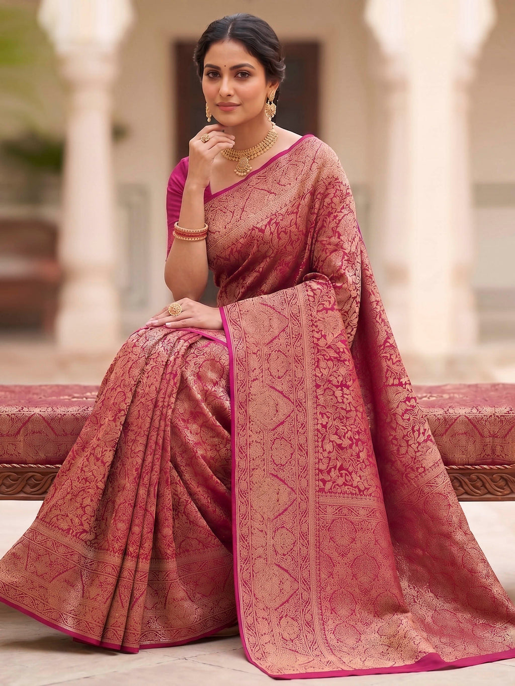 Rani Woven Design Art Silk Kanjivaram Saree