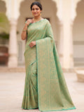 Sea Green Woven Design Art Silk Kanjivaram Saree