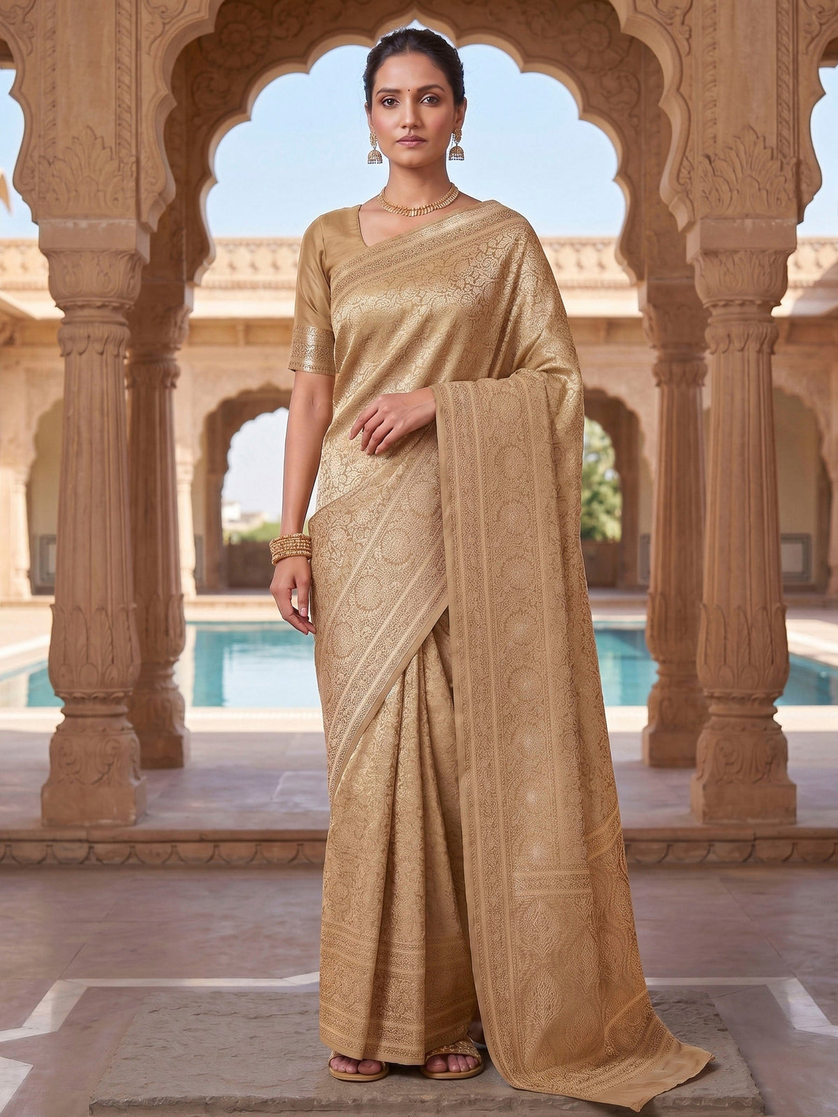 Off White Woven Design Art Silk Kanjivaram Saree