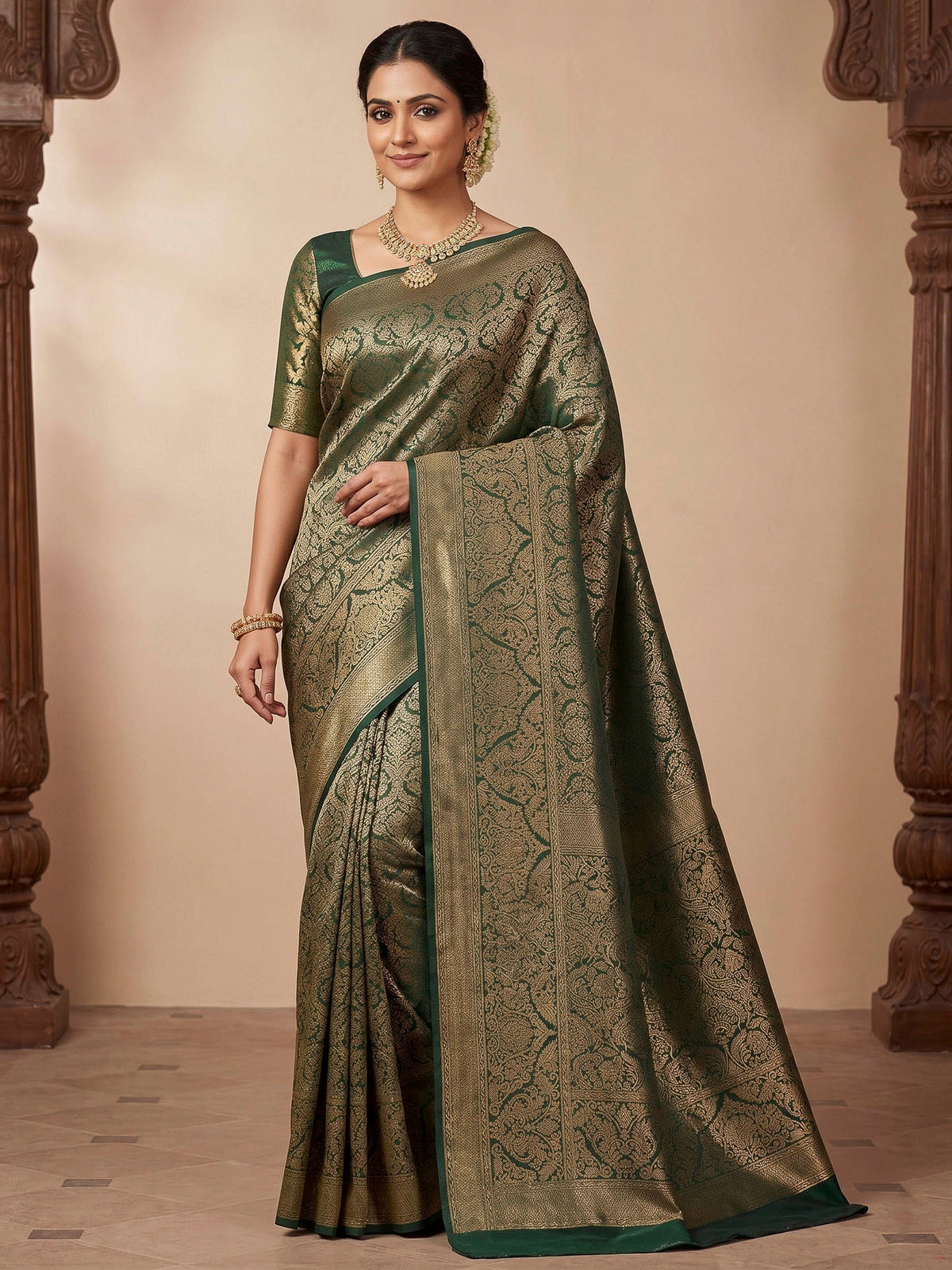 Green Woven Design Art Silk Kanjivaram Saree