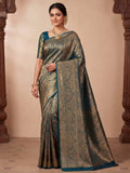 Dark Blue Woven Design Art Silk Kanjivaram Saree