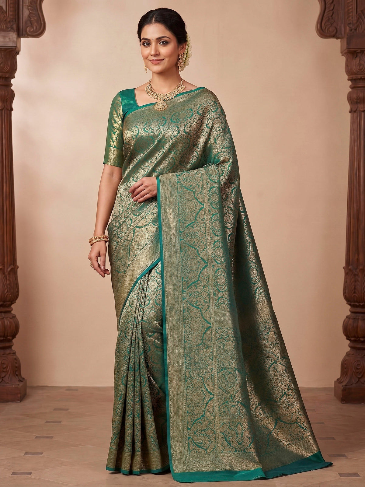 Green Woven Design Art Silk Kanjivaram Saree