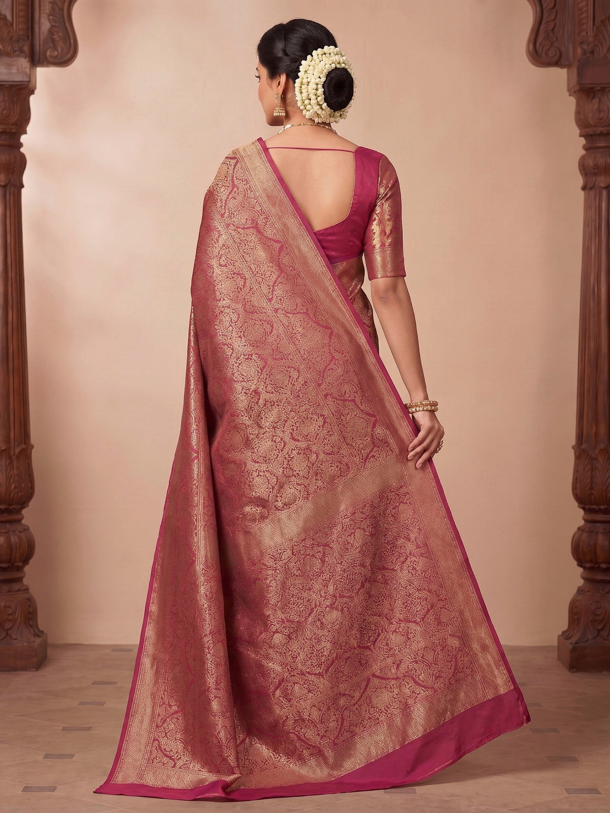 Pink Woven Design Art Silk Kanjivaram Saree