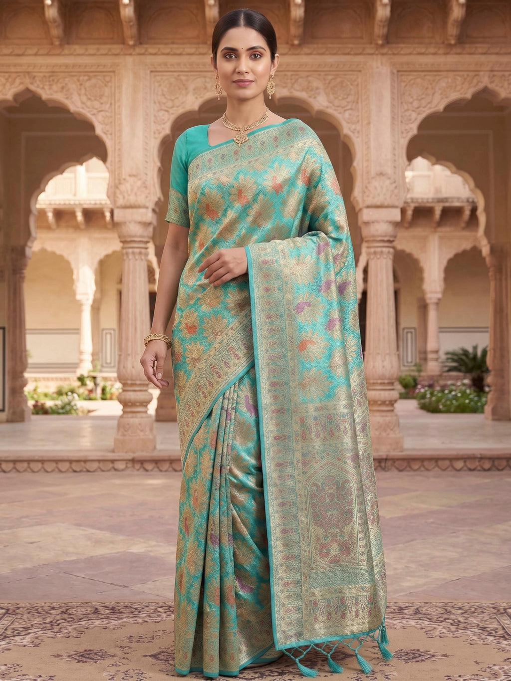 Blue Woven Design Art Silk Kanjivaram Saree