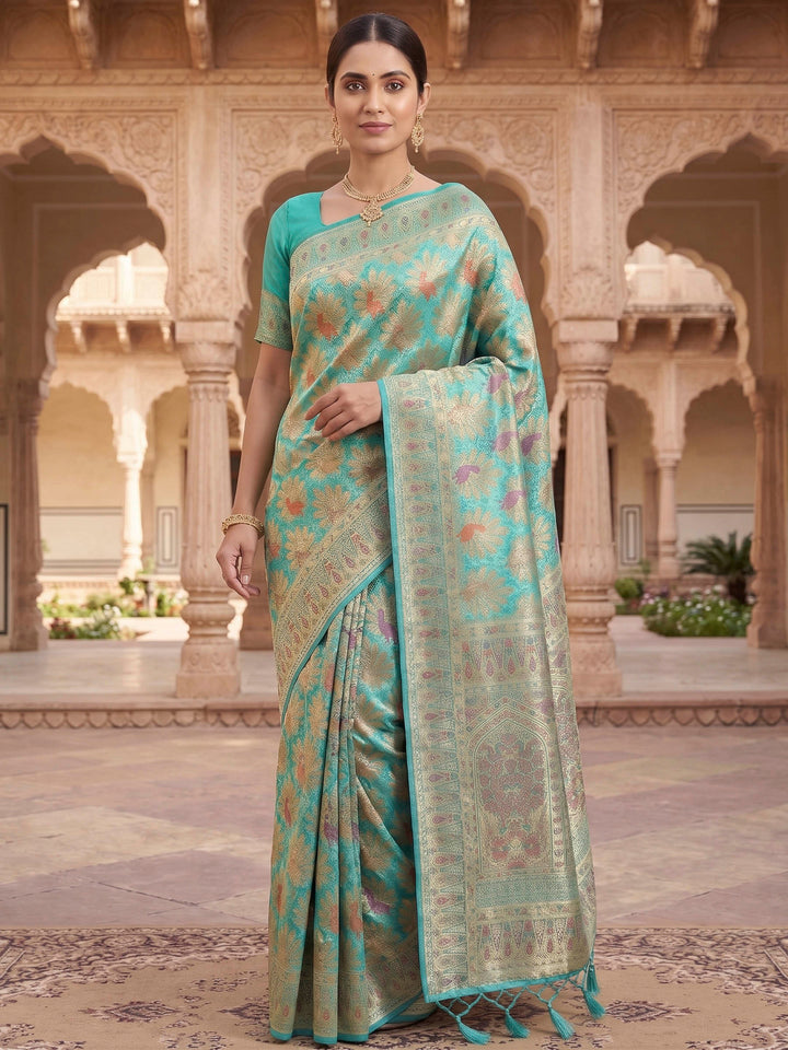 Blue Woven Design Art Silk Kanjivaram Saree
