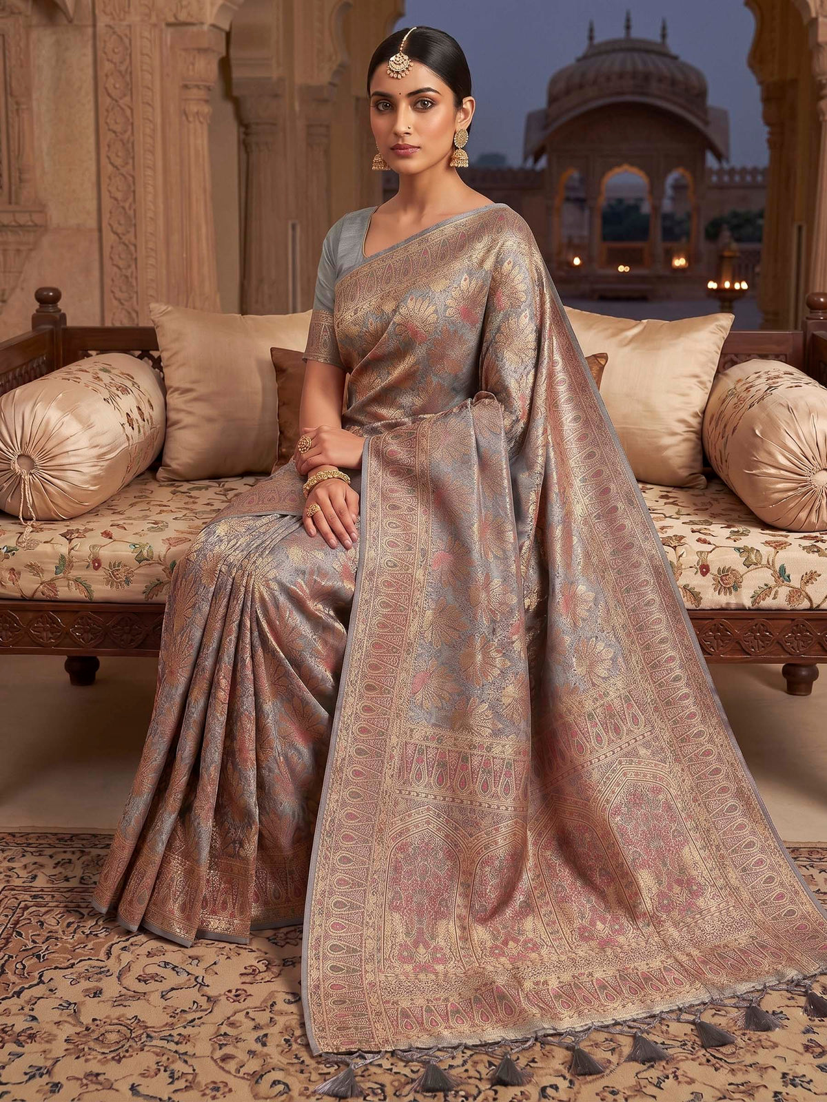Grey Woven Design Art Silk Kanjivaram Saree