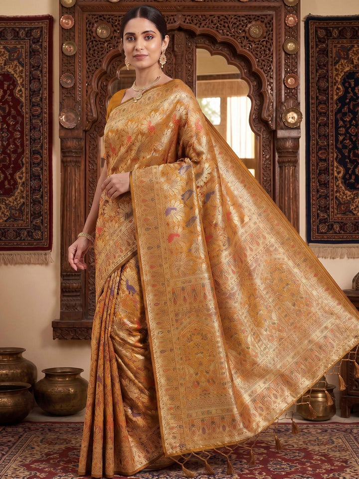 Mustard Woven Design Art Silk Kanjivaram Saree