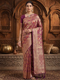 Wine Woven Design Art Silk Kanjivaram Saree