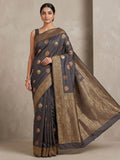 Black Woven Design Dola Silk Saree